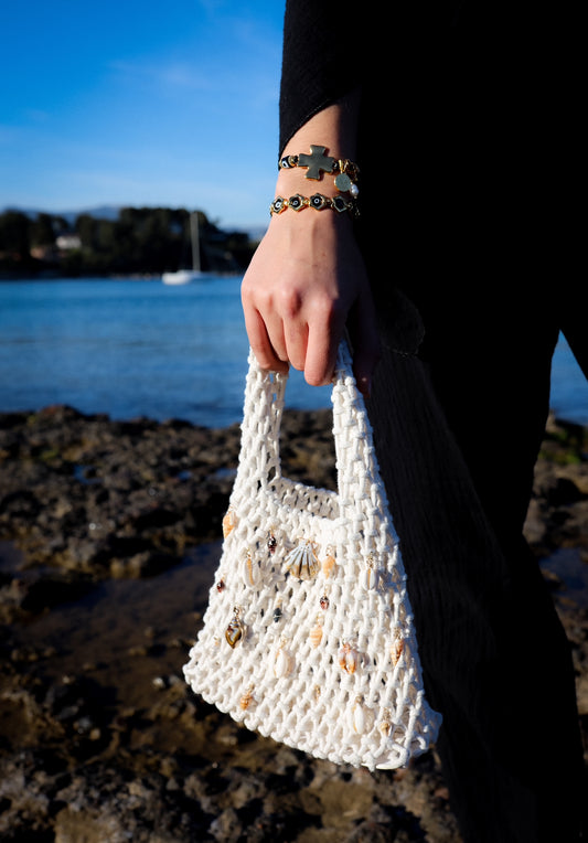Sac crochet et coquillages